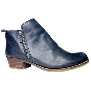 Lucky Brand LK Black Basel Leather Boot Women Size 9.5W EU 41 Zip‎ Up Bootie